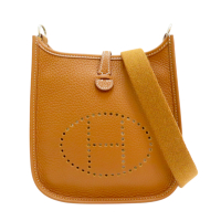 【二手名牌BRAND OFF】HERMES 愛馬仕 金棕色 Taurillon牛皮 Mini Evelyne 16 肩背包 B刻