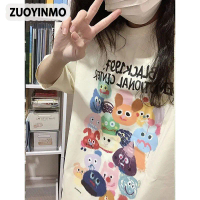 ผู้หญิง เสื้อยืด ฮิปสเตอร์ แฟชั่น Zuoyinmo สไตล์วินเทจ เท่ เซ็ตเสื้อครอป A29J1P1 11Z240314