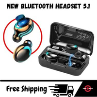 Headset Bluetooth TWS Bluetooth Earphone Headset Portable LED Smart Display with Powerbank Case Blac