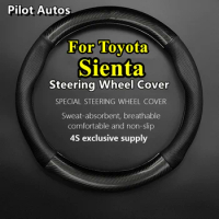 For Toyota Sienta Car Steering Wheel Cover Genuine Leather Carbon Fiber Women Man Summer Winter