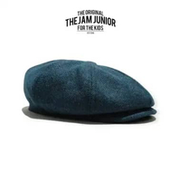 Thejam. Topi anak pria wanita Newsboy cap kids wool herringbone blue All Size Blue