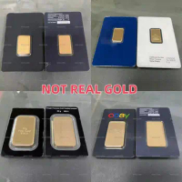 (Link 1) 1oz/2.5g/5g/10g/20g/50g 24k Gold Plated Copper Copy Bar Bullion Ingot (Sealed Packaging) Non-magnetic Unique serial No.