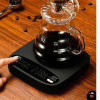 Kitchen Scale Rechargeable Drip Coffee Scale 2KG/0.1g High Accuracy Gram Scale Water Proof LCD Digital Scale Black Baking Scale