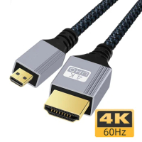 1/2/3/5/10M Nylon Braid HD 4K@60HZ HD 1080P Micro HDMI-Compatible TO HDMI-Compatible Extension Male to Male Cable
