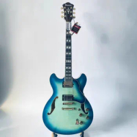 Genuine&amp;Original IBANEZ AS153 Semi Hollowbody Jazz Guitar Blue Flamed Maple Body Ebony Fingerboard with Binding Damages