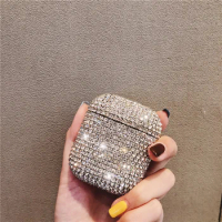 Luxury 3D Cute Bling diamonds Wireless Bluetooth Earphone Accessories hard case for Apple Airpods 2 1 protective Charging bag
