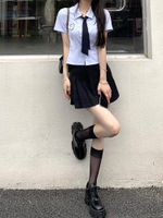學院風jk制服套裝女夏辣妹純欲短袖襯衫百褶裙韓版校服英倫兩件套