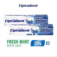 [Paket 2] Ciptadent Pasta Gigi Maxi 12 Plus Fresh Mint Jumbo 225 gram (Warna Biru).