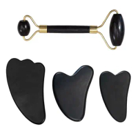 Gua Sha Roller Massage Tool Natural Black Jade Stone Head Hand Therapy Tools For Wrinkles Firm Skin Eye Body Care Beauty Healthy