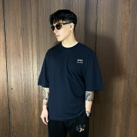 美國百分百【全新真品】Ami T恤 棉質 上衣 簡約 休閒 短袖 T-shirt logo 短T 深藍 DA49