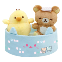 【San-X】拉拉熊 懶懶熊 貓咪湯屋系列 澡堂迷你娃娃組 拉拉熊與小黃雞(Rilakkuma)