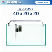 Bể cá mini combo đầy dủ, Hồ cá mini 40x20x20 tặng kèm phụ kiện trang trí