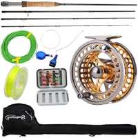 Sougayilang Fly Fishing Rod Reel Combos with Lightweight Portable Fly Rod and CNC-machined Aluminum Alloy Fly Reel