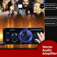 AK-170 Mini HiFi Stereo Audio Amplifier LED 200W+200W 12V Dual Channel Power Home Car Amp with RCA I