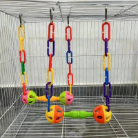 {DLGIFJIE} Play Accessory Colorful Bird Hanging Swing with Hooks Wear-Resistant Swing Stand with Bel