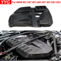 For BMW M2 G87 M3 G80 G81 M4 G82 G83 2021+ Real Replacement Dry Carbon Fiber Engine Hood Cover Panel Guard Plate Protector Trim