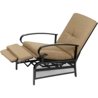 Adjustable Lounge Chair, Outdoor Recliner Metal Automatic Chaise Chair with Removable Cushions, chaise lounge