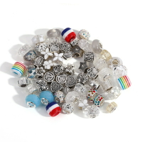 手串飾品配件60顆水晶珠子合金散珠彩虹大孔珠電鍍隔離珠9