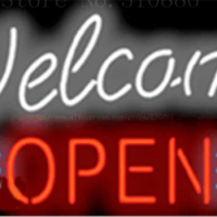 Welcome Open neon sign Handcrafted Light Bar Beer Pub Club signs Shop Store Business Signboard diet food diner break 17"x14"