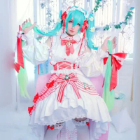 Hatsune miku cos clothing 15th anniversary Hatsune Miku big strawberry dress cosplay clothing female wig full set.