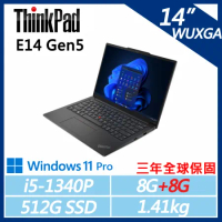 【ThinkPad】E14 Gen5 14吋商務筆電(i5-1340P/8G+8G/512G/W11P/三年保)