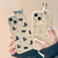 Kucing Hitam Putih Manis Dengan Pita Kue Kasus Lunak Kompatibel  Untuk IPhone 15 16 11 13 12 14 Pro 