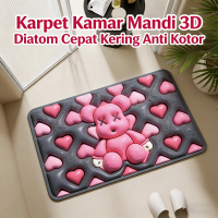 Keset Kamar Mandi 3D Bahan Diatom Halal Serap Air Instan Anti Licin Cepat Kering Untuk Lantai Marmer