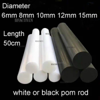 6mm 8mm 10mm 12mm 15mm Black White Pom Rod Round Rod Polyoxymethylene Polyformaldehyde Delrin Polyacetal Acegal