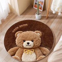 Thảm Tròn Chân Giường Cún Nâu Cute Deco Phòng Ngủ Chất Liệu Mềm Mại Và Bền Đẹp In Hình Sắc Nét Màu P