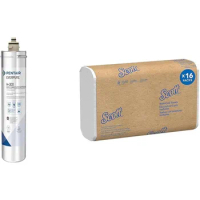 Pentair Everpure H-300 Quick-Change Filter Cartridge, EV927072 &amp; Scott® Multifold Paper Towels (01804), 9.2" x 9.4" sheets,White