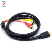 500pcs/lot High quality1.5M HDMI to 3 RCA Cable HDMI to AV Male Adapter Audio Video Cable for DVD HDTV STB hdmi to 3RCA cable