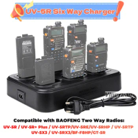 NEW UV-5R Six Way Charger Multi Unit Charger Station for BAOFENG BF-F8HP UV-5R+ UV-5RE UV-5RTP UV-5X3 Walkie Talkie and Battery