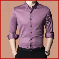 Plus Size T Shirt for Men 100% Silk Men's Shirts Spring Summer Polo Collar Casual High Quality Long Sleeves Oversized T-shirt