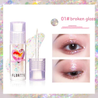 Flortte Liquid Eyeshadow Heart Attack Series Shimmer Glitter Sequins Shine Brighten Aegyosal Highlighter Eye Makeup