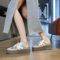 Half-slip shoes for women wearing spring and autumn new thick underwear slippers lazy one foot pedal