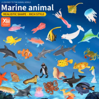 Mini Ocean Marine Set Model Sea Life Animal Dolphin Crab Shark Turtle Action Figures Aquarium Miniature Cognition Education Toy
