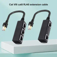 Cat8 Ethernet Splitter 40Gbps High Speed 2000Mhz RJ45 1 Male to 3 Female LAN Adapter Cable for Cat5 Cat5e Cat6 Cat7 Accessories