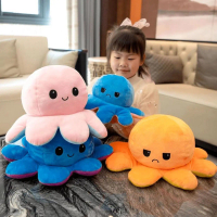 Soft Cute Toys Reversible Bipolar Octopus Doll Toy Plush Mood Switcher boneka Gurita 2 Ukuran M & S