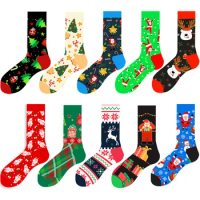 2023 Men's Sock Christmas Socks Christmas Santa Claus Tree Snowflake Elk Cotton Crew Happy Socks New Year Fun Soken for Male