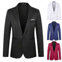Suit Jacket Formal Blazer Formal Single Button Slim Fit Business Blazer Lapel Suit Coat Men for costume homme пиджак мужской