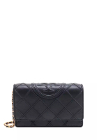 TORY BURCH TORY BURCH - Stitched leather wallet with embossed logo - Black