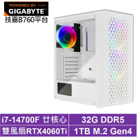 技嘉B760平台[黑騎士GK17C]i7-14700F/RTX 4060TI/32G/1TB_SSD