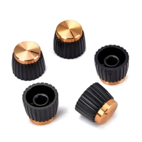 5 Pcs Guitar AMP Amplifier Knobs Push-On Black+Gold Cap For Marshall Amplifier