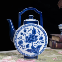 Blue and white ceramic mural decoration teapot Chinese classical vase vase Home Furnishing wall decoration