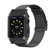Milanese Loop Strap For Apple Watch Series 6 5 4 SE 44mm Metal Stainless Steel Protected Glass Case For Apple Watch Band 40mm