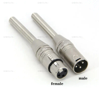 Long 3pin card smashing pin male female head XLR balanced sound 3p box microphone connector plug wit