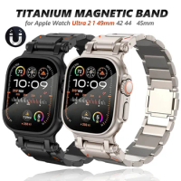 Magnetic Titanium Link Bracelet for Apple Watch Ultra Band ultra 2 49mm Men Strap for iWatch Series 9 8 7 45mm 6 5 4 se 42 44mm