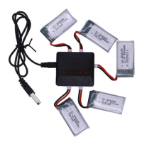 3.7V 400mAh Lipo Battery and Charger for X4 H107 H31 KY101 E33C E33 U816A V252 H6C RC Quadcopter Drone Spare Part 802035 35C