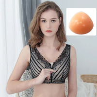 Mastectomy Bra Pocket Bra 90C for Silicone Breast Prosthesis Breast Cancer Women Artificial Boobs Front Zipper Bra D30