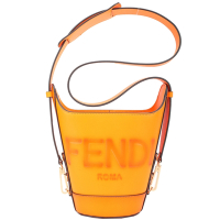 FENDI Bouquet 壓印字母小牛皮手提/斜背水桶包(橘色)
